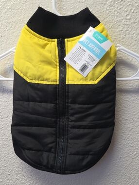 Frisco Yellow & Black Quilted Dog Puffer Vest